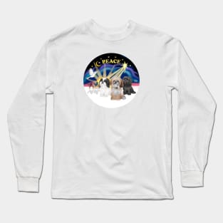 "Christmas Sunrise" Featuring Three Adorable Shih Tzus Long Sleeve T-Shirt